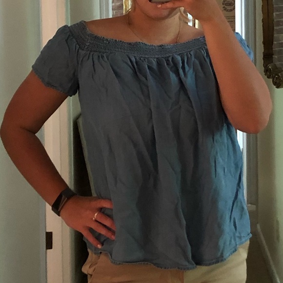 Blue jean off the shoulder top - Picture 5 of 5